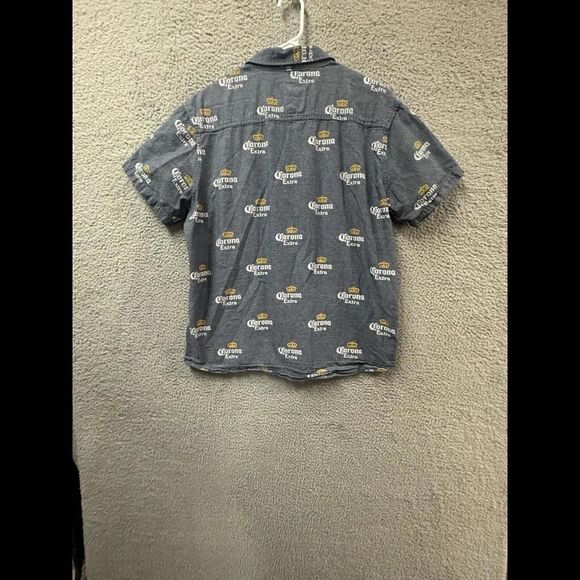 Corona Extra Shirt Mens XL Blue Short Sleeve Button Up Cotton Logo - Picture 9 of 10